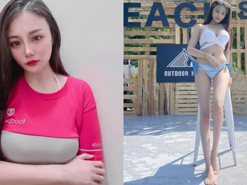 「巨乳美食外送員」自拍好兇猛！比基尼露「修長美腿」比例好逆天！
