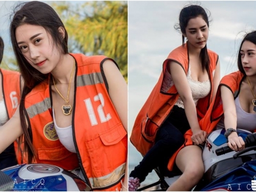 超正「大奶沙灘救護員」海邊出沒！「渾圓飽滿」四顆美乳太兇猛！落水也不怕了啊！