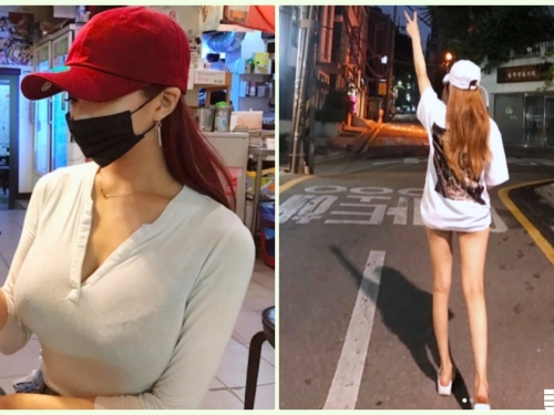 好狂！路邊驚見「超美腿奶妹」逆天美乳太犯規！口罩下的「神猛乳量」快突破天際啦…