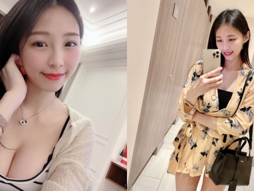 正妹Stella「條紋低胸裝自拍」好誘人，「性感深溝」好吸睛呀！