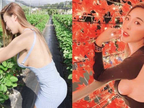 草莓季來了！巨乳博士班學生「Bella 貝拉」大露渾圓側奶採草莓