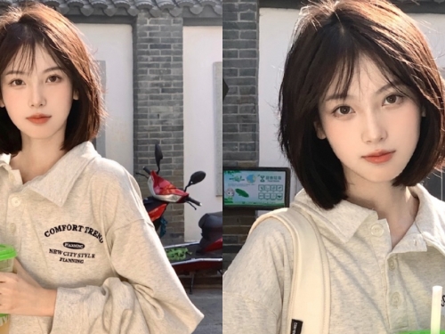 充滿初戀感的「高顏值短髮學妹」，「足足的少女感」路人狂回頭！