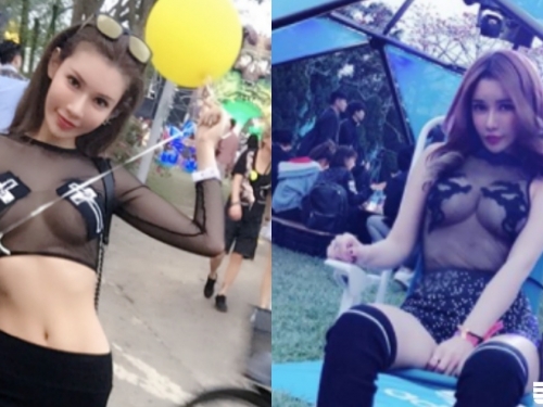 好狂！「超圓乳辣妹」出遊都這樣穿，透視薄紗底下「又挺又翹」，挑戰警察杯杯極限啦！