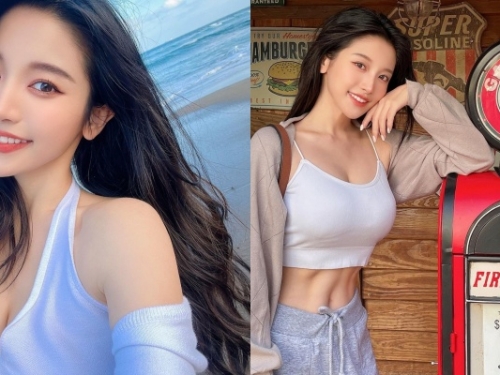 「北一女神」細肩帶快掉出車頭燈！中空炸超狂馬甲線有夠辣