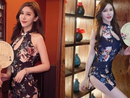 最美body「文文Wen」旗袍高衩露「鮮嫩玉腿」，壯觀壕溝也＂掏掏＂不絕！