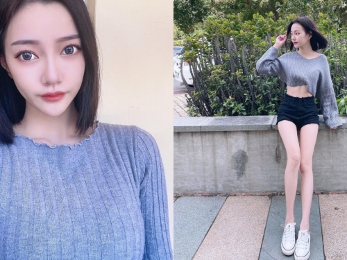 逆天美腿！正妹業務晴晴「九頭身比例」好犯規，白皙的修長曲線讓人受不了！