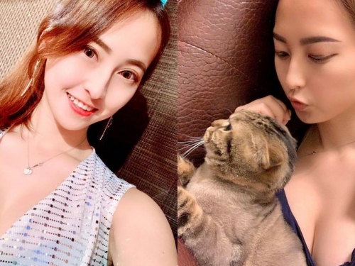 正妹「狗狗 Phyllis」爆乳和貓咪互動，極品美乳讓大家都想當她寵物～