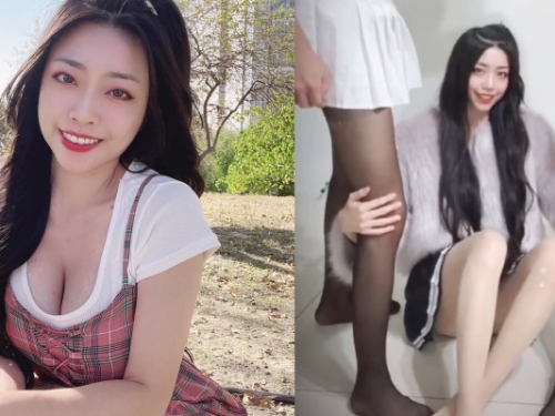JKF 女郎「妍妍兒」拍片邀「黑絲美腿」入鏡！美腿主人真面目曝光讓人驚訝