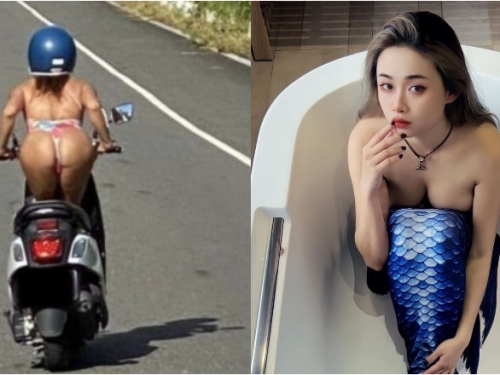 墾丁太陽毒辣比基尼妹只能「翹屁股騎車」　渾圓美臀線條太誘惑