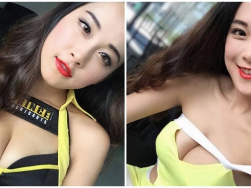 火辣正妹「美乳弧度超飽滿」，賽車場上養眼曲線「視覺太驚人」！