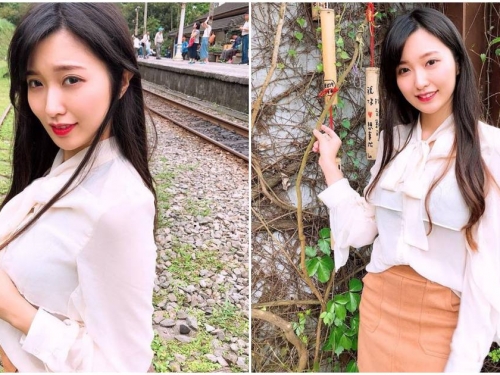 正妹護理師蕎翎「甜美遊菁桐」，側面兇兇身材「吸睛度爆表」！