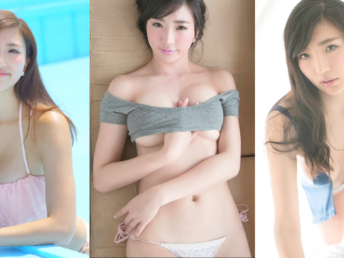 H罩杯!!擁有美乳美腿的奇蹟美體「松嶋Eimy」，快把手從中間拿出來啊～