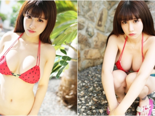 「西瓜大奶妹」水中浮出！「白嫩巨乳」瞬間外溢，小褲褲偷撩裡面白白der！