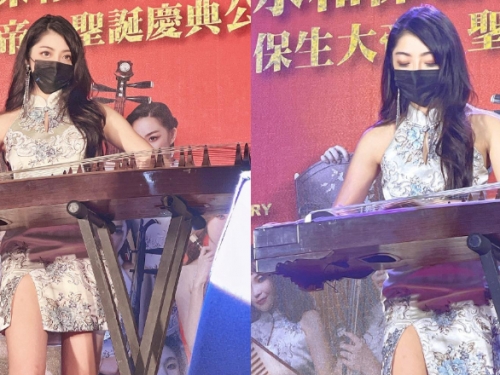 公益晚會「正妹古箏樂手」超短旗袍露出細長美腿好性感