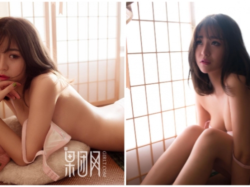 「蘿莉+巨乳」的無敵搭配！緩緩滑下的肩帶讓美乳呼之欲出，讓人想好好疼愛她！