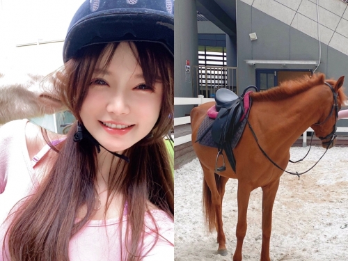 騎馬遇到「超兇大車頭燈妹子」，「火辣兇器」連動物都好想接近喔！