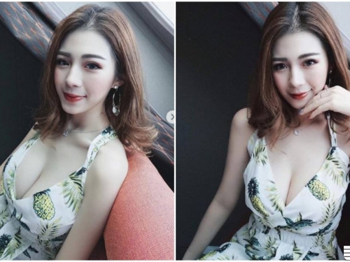 胸前好深V！甜美正妹「白嫩美乳」露出了，事業線超深長！