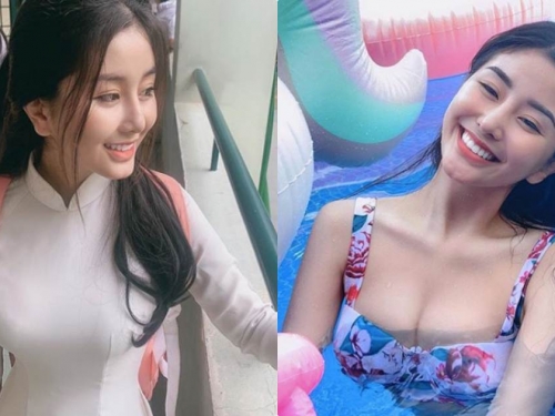 美乳學生妹Chin「發育超良好」，泳池裡解放深溝「乳量滿出來」！