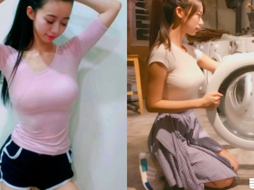 台北「爆奶洗衣妹」跪著洗衣服！胸前「好緊好合身」曲線畢露性感到噴鼻血！