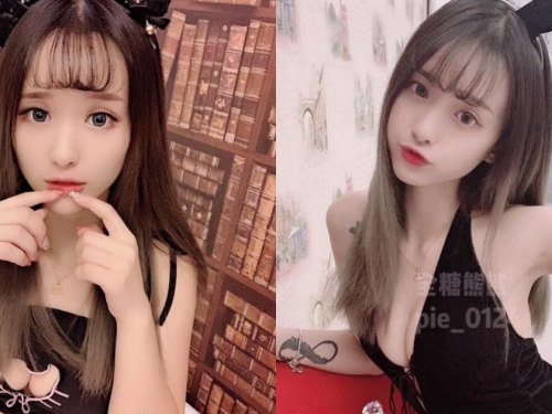 今年18歲！粉嫩美少女「全糖熊熊」還是高中生，清純校服下發育完全！
