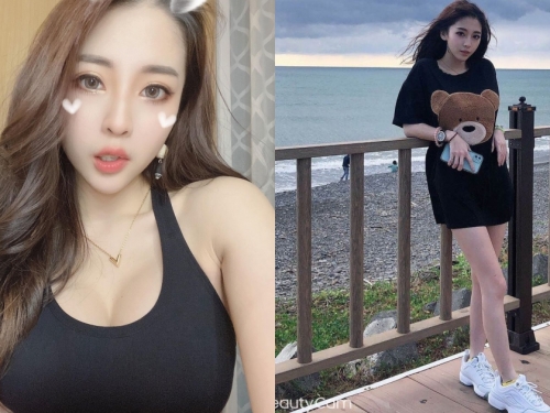 「白皙美腿妹」張楚曼海邊散步，超精緻美顏和「34E美乳」太搶眼，網友狂讚：人好美