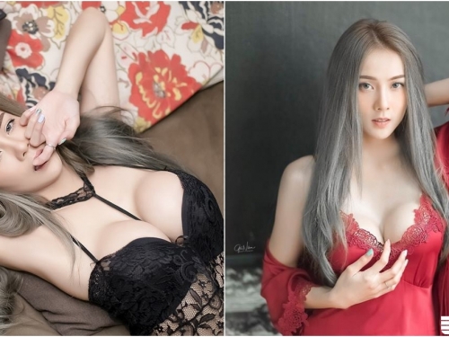 「美乳女友」在家太無聊！性感睡衣姿勢撩人，「躺床倒奶」弧度好邪惡！