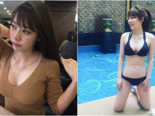 醫藥大學「氣質正妹」！低胸爆乳裝吃飯坐對面好害羞！「性感比基尼」更厲害啦！