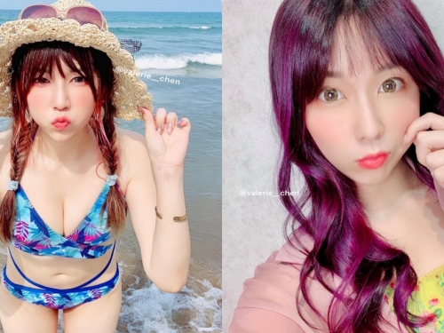 電眼甜心「鴨鴨」海邊玩水誘惑前傾，性感的「深V乳量」有夠養眼！
