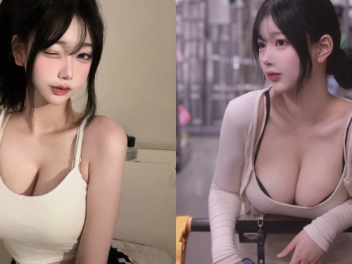 逛賣場遇到「超大車頭燈正妹」，「2顆渾圓乳球」佔滿畫面了！