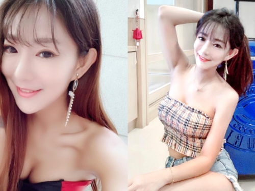 就想一口咬下去！「蘋果甜心APO Chou」白嫩小臉甜美惹人愛，雪嫩雙乳更夾得事業又緊又深