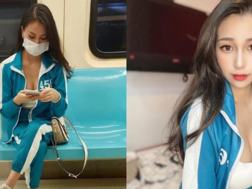 剛打完畫片？捷運上撞見「魷魚遊戲參賽者」　原來是個甜美女孩！