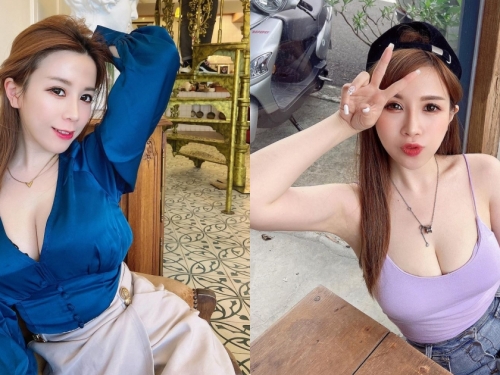 E級美乳正妹「吉寶」用餐視角有夠辣，細肩帶小背心「現出白嫩深溝」！