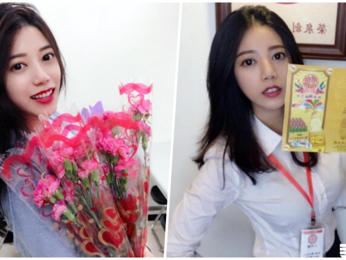 高雄保險業「天菜正妹」！白襯衫正裝超迷人，想多買幾張保單了！