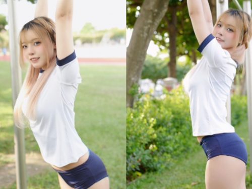 「性感少女」美體掛在單槓上，「蜜汁臀腿」秒勾司機撿回家