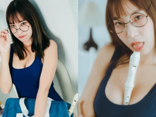 看清楚！淘氣少女「Vina」直笛深插，「放大猛乳」學長狂讚發育成就！
