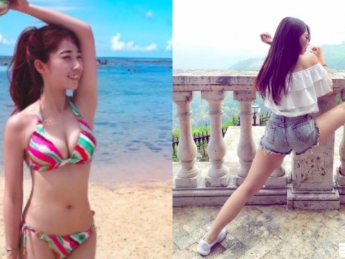 海邊驚見「一字馬正妹」！不只乳晃強過浪，現場「腿架欄杆」筋超開什麼都可以！