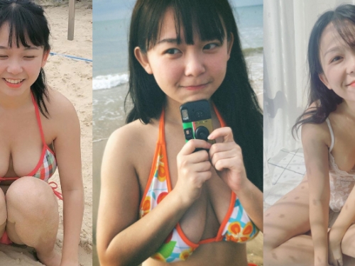 超萌「童顏巨乳攝影師」比基尼掉出豐滿奶球　網友：夠大才有這種形狀