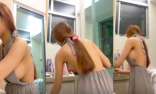 好狂！網瘋傳「巨乳自拍妹」打掃，忍不住重播10次！側邊奶球炸出來的畫面太猛了...