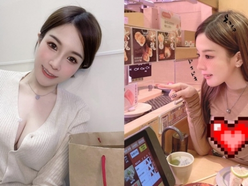 太犯規！正妹「吉寶」吃壽司穿這樣...網驚：衣服破洞了妳知道嗎