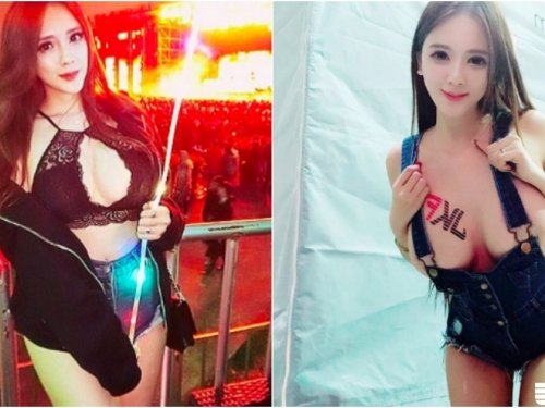 沒在怕冷！「巨奶長腿正妹」上身空空看演唱會！連牛仔褲也有「爆乳穿法」！