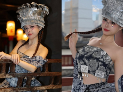 苗族姐姐「羊ㄦ」姿態優雅性感，「爆乳細腰」還是藏不住！