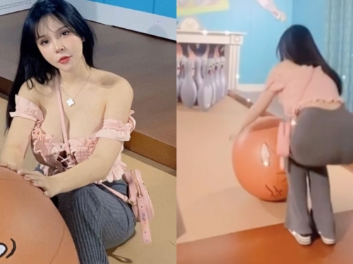 巨乳女神香菱「粉紅馬甲爆乳逛展」！超火辣「大蜜桃」豐滿弧度好迷人