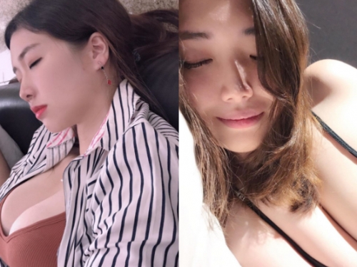 深不見底！火辣工程師「小嗨」睡相也能這麼邪惡，白皙的大奶奶需要好好關照一下！