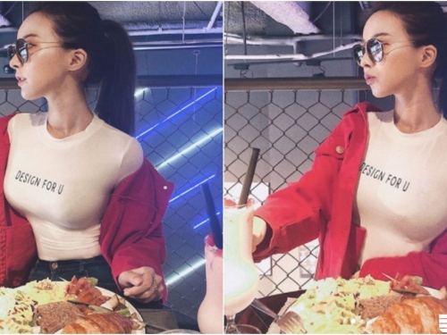 吃飯對面坐著「美乳正妹」好難專心！「豐滿雙峰」超搶眼！比桌上美食還撩人！