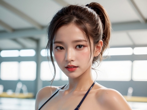AI Generation ~ AiMakeGirl - A hole in the middle, one-piece swimsuit