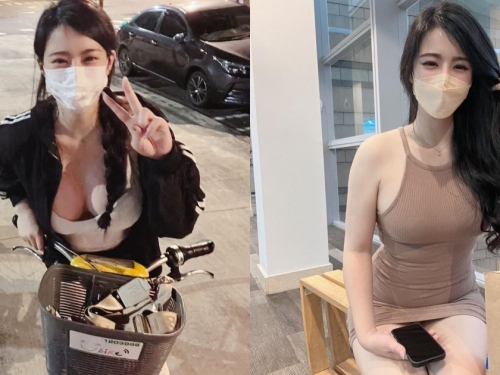 膚白貌美「長髮正妹」深夜騎Ubike！迷人電眼＋深邃溝溝讓人好想一起兜風！
