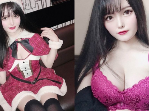 大奶櫻花妹子「挖空聖誕裝」超辣，用深長事業線陪你過節！