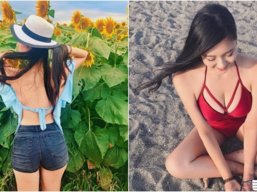 花田中驚見「裸背正妹」！蜂腰翹臀比例太撩人！轉到正面又是「飽滿大奶奶」！