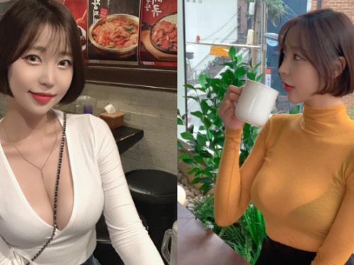 性感短髮姐姐最愛穿「透視衣」上街　豐滿美乳完全遮不住！