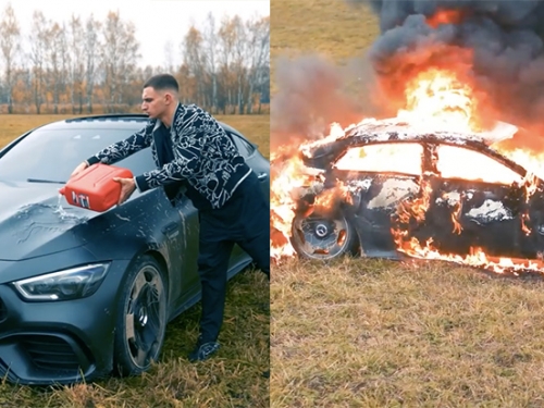 [影] Mercedes-AMG GT 63 S 修不好怎麼辦？戰鬥民族車主怒灌八桶汽油燒一波！